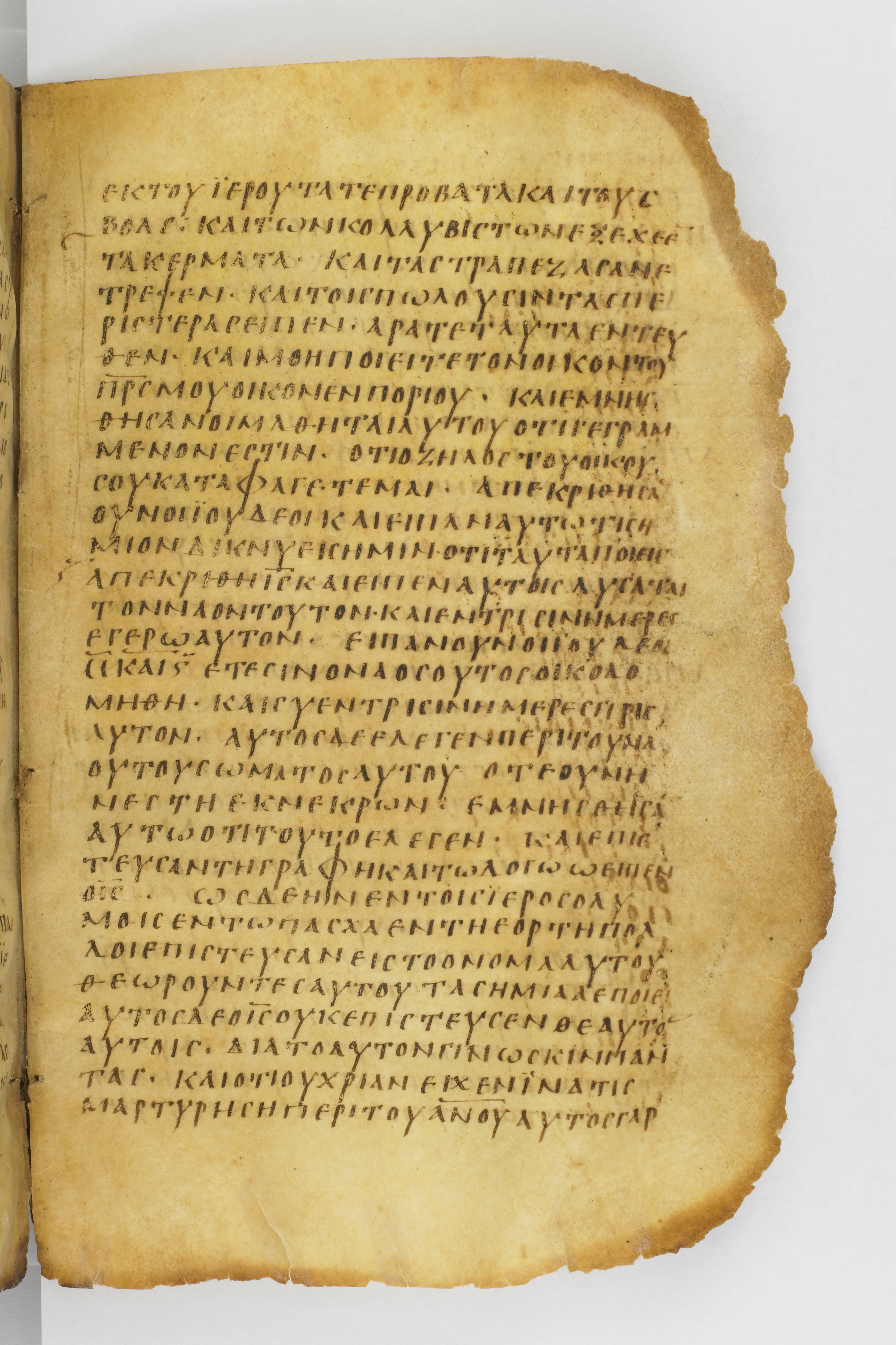 Codex Washingtonianus showing John 2:21 from Late 4th to 5th Century found in Egypt (possibly near the Pyramids), currently housed at Freer Gallery of Art, Smithsonian Institution, Washington, D.C.